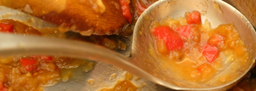 chutney in ladle